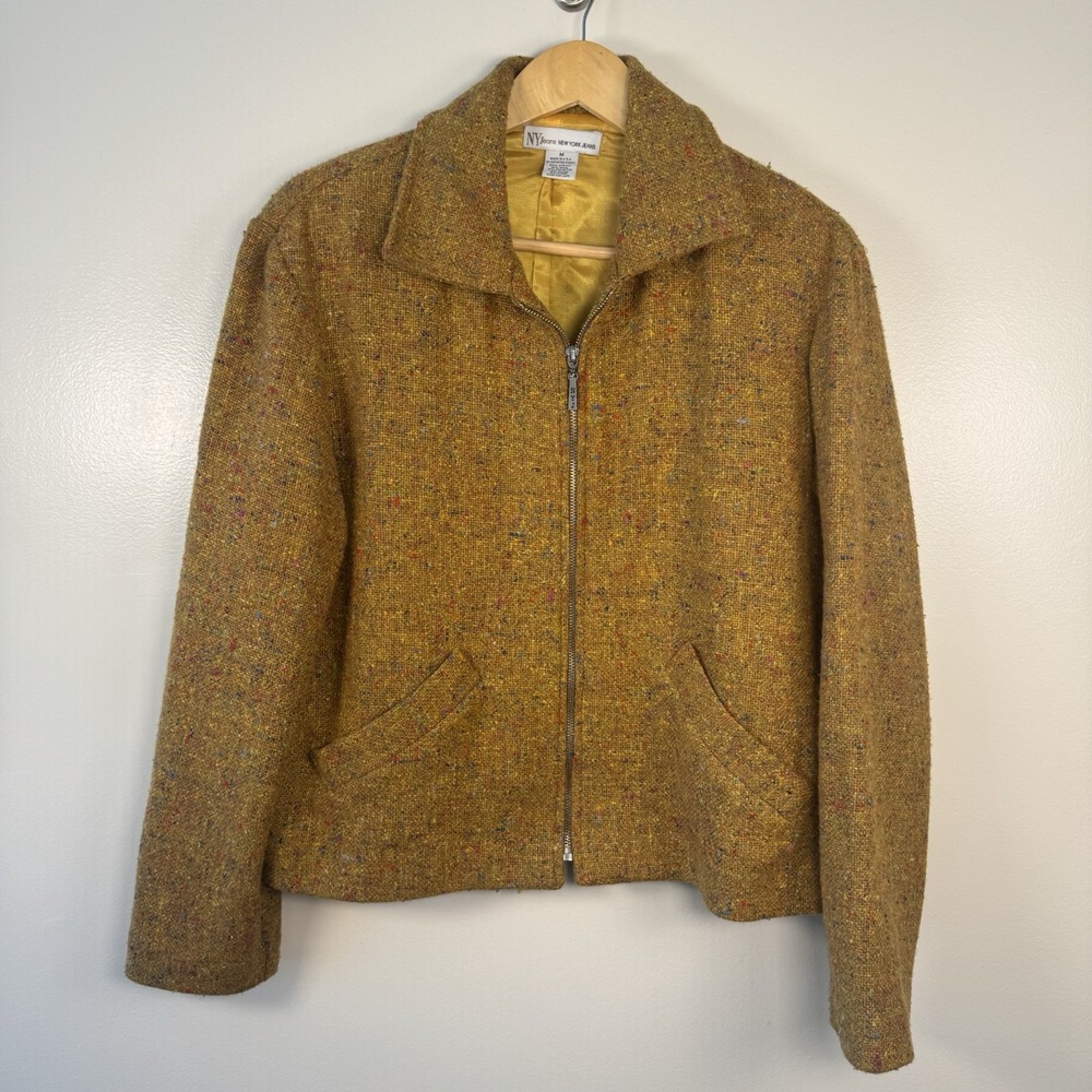 Vintage NY Jeans Tweed Blazer Jacket Women's Sz M (fits M‎ To L) Zip Up